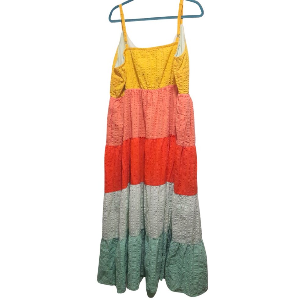 torrid Colorblock Tiered Maxi Dress in Yellow, Coral, Orange, Mint—size 2 (2xl) - Picture 5 of 9